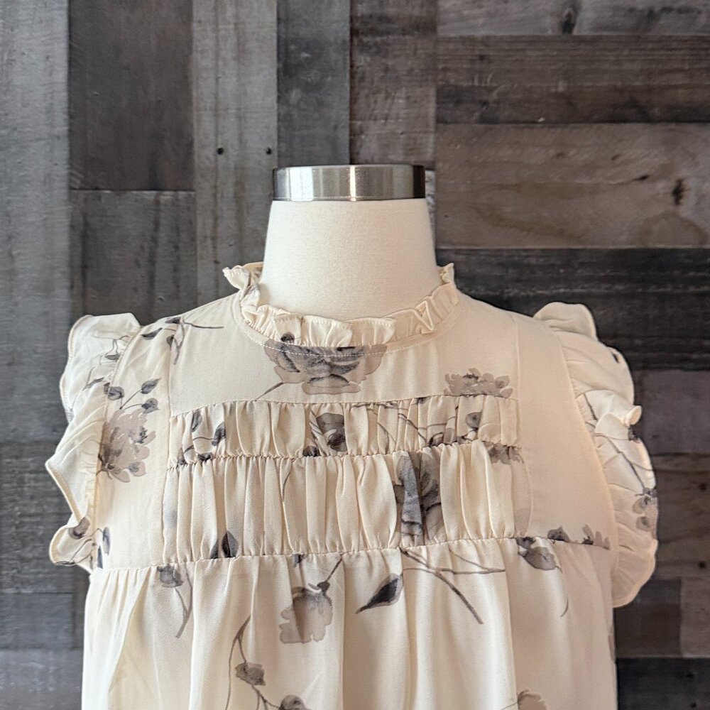 Torrid 00 sleeveless floral ruflle top pastel dark romantic whimsigoth summer - Picture 2 of 11